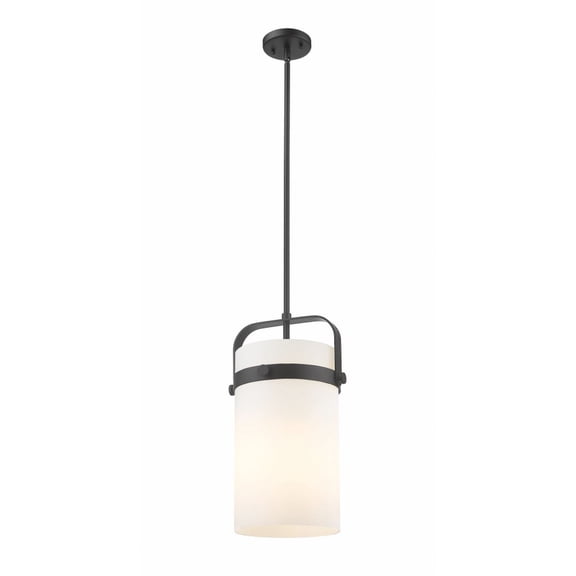 Innovations Lighting  Pilaster - 1 Light 8" Stem Hung Pendant Matte White/Matte Black