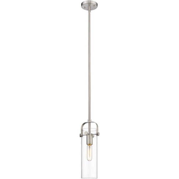 423-1S-SN-4CL Innovations Lighting Pilaster - 1 Light Mini Pendant In Restoration Style-14.5 Inches Tall and 5 Inches Wide-Brushed Satin Nickel