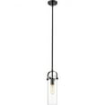 thumbnail image 1 of 423-1S-BK-4CL Innovations Lighting Pilaster - 1 Light Mini Pendant In Restoration Style-14.5 Inches Tall and 5 Inches Wide-Matte Black, 1 of 1