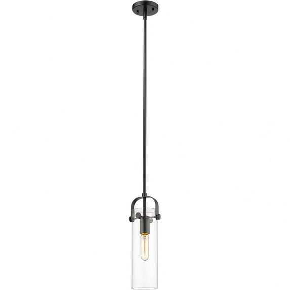 423-1S-BK-4CL Innovations Lighting Pilaster - 1 Light Mini Pendant In Restoration Style-14.5 Inches Tall and 5 Inches Wide-Matte Black