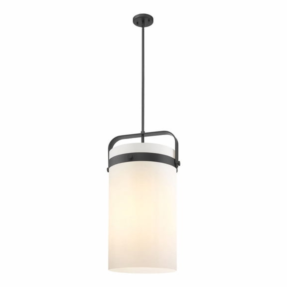 Innovations Lighting  Pilaster - 4 Light 12" Stem Hung Pendant Matte White/Matte Black