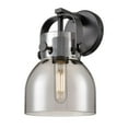 thumbnail image 1 of 423-1W-BK-G412-6SM Innovations Lighting Pilaster II Bell - 1 Light Wall Sconce-10.13 Inch Tall and 6.5 Inch Wide-Matte Black Finish-Light Smoke Glass, 1 of 4