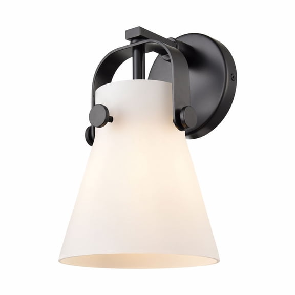 423-1W-BK-G411-6WH Innovations Lighting Pilaster II Cone - 1 Light Wall Sconce-10.13 Inch Tall and 6.5 Inch Wide-Matte Black Finish-Matte White Glass