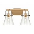 thumbnail image 1 of 423-2W-BB-G411-6CL Innovations Lighting Pilaster II Cone - 2 Light Bath Vanity-10.13 Inch Tall and 17 Inch Wide-Brushed Brass Finish-Clear Glass Color, 1 of 4