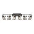 thumbnail image 1 of 423-6W-BK-G411-6SM Innovations Lighting Pilaster II Cone - 6 Light Bath Vanity-10.13 Inch Tall and 45.5 Inch Wide-Matte Black Finish-Light Smoke Glass, 1 of 2