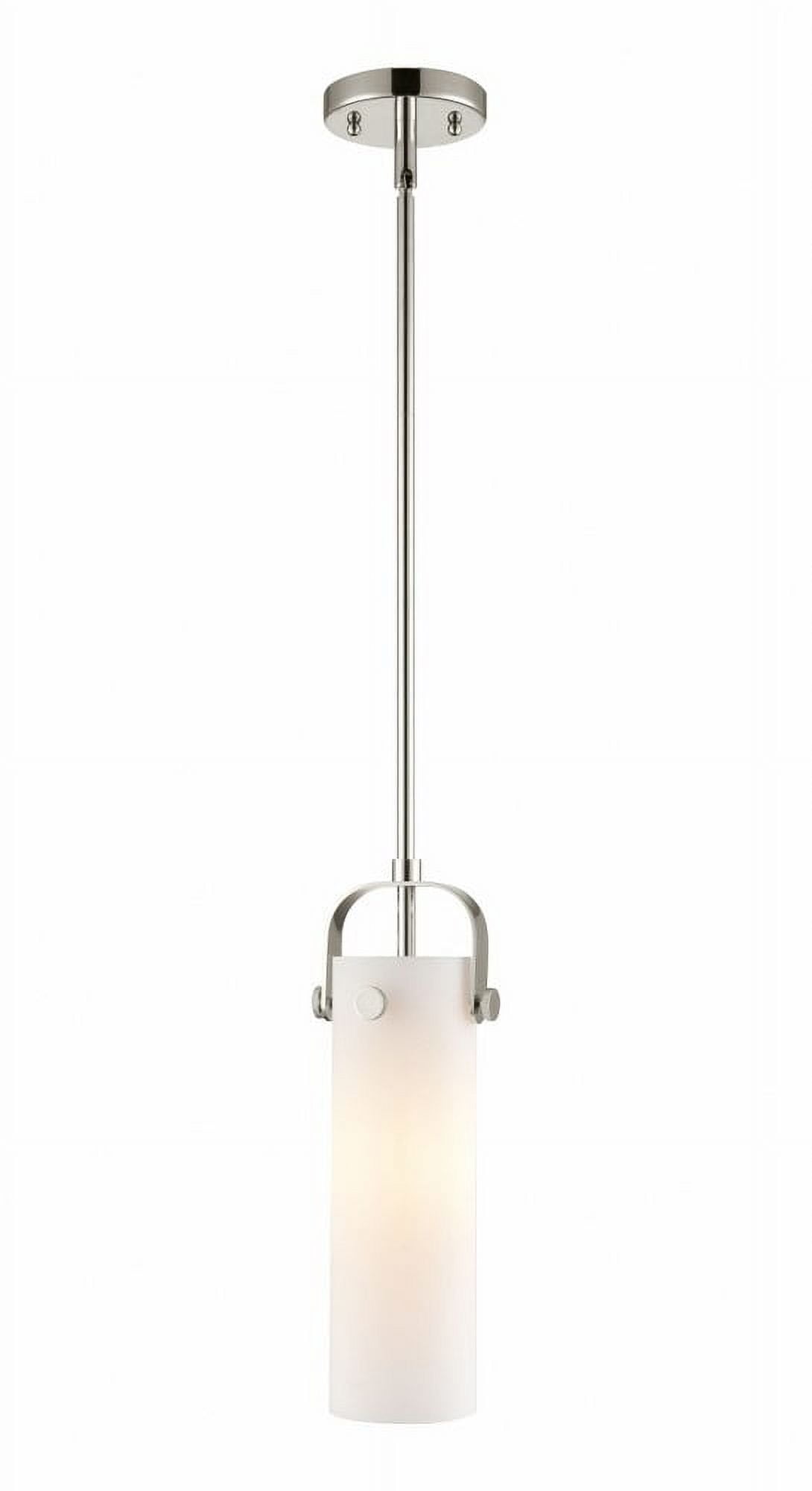 Pilaster II 14.5" Polished Nickel & Matte White Cylinder Pendant