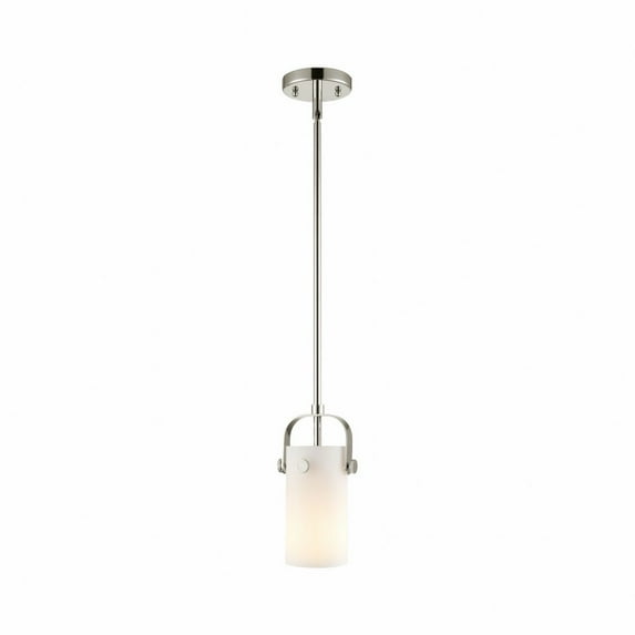 423-1S-PN-G423-7WH Innovations Lighting Pilaster II Cylinder - 1 Light Pendant In Contemporary Style-9.5 Inches Tall and 5 Inches Wide-Polished Nickel