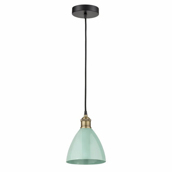 Innovations Lighting Plymouth Dome - 1 Light 8" Cord Hung Mini Pendant Seafoam/Black Antique Brass