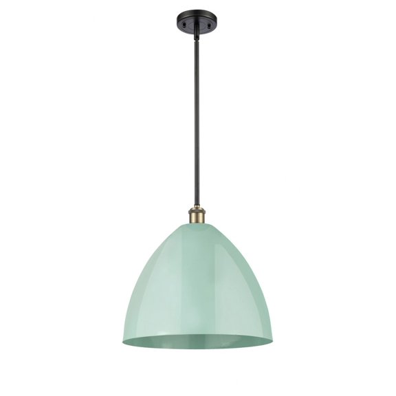 516-1S-BAB-MBD-16-SF Innovations Lighting Plymouth Dome - 1 Light Stem Hung Pendant In Industrial Style-16.75 Inches Tall and 16 Inches Wide-Black
