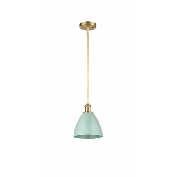516-1S-SG-MBD-75-SF Innovations Lighting Plymouth Dome - 1 Light Stem Hung Pendant In Industrial Style-9.25 Inches Tall and 7.5 Inches Wide-Satin Gold