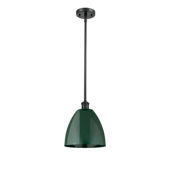 516-1S-BK-MBD-9-GR-Innovations Lighting-Plymouth Dome - 1 Light Stem Hung Pendant In Industrial Style-10.88 Inches Tall and 9 Inches Wide-Matte Black