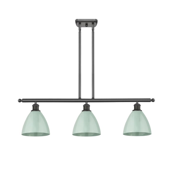 516-3I-OB-MBD-75-SF Innovations Lighting Plymouth Dome - 3 Light Island In Industrial Style-10.75 Inches Tall and 36 Inches Wide-Oil Rubbed Bronze