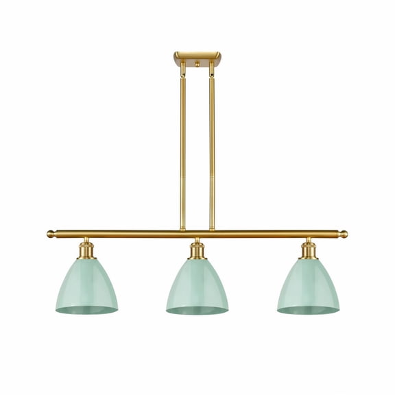 516-3I-SG-MBD-75-SF Innovations Lighting Plymouth Dome - 3 Light Island In Industrial Style-10.75 Inches Tall and 36 Inches Wide-Satin Gold Finish-Sea