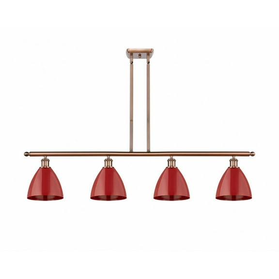 516-4I-AC-MBD-75-RD Innovations Lighting Plymouth Dome - 4 Light Island In Industrial Style-10.75 Inches Tall and 48 Inches Wide-Antique Copper