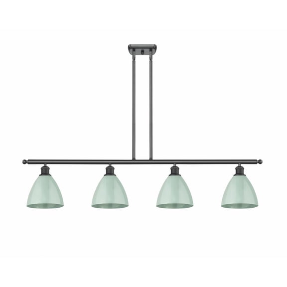 516-4I-BK-MBD-75-SF Innovations Lighting Plymouth Dome - 4 Light Island In Industrial Style-10.75 Inches Tall and 48 Inches Wide-Matte Black