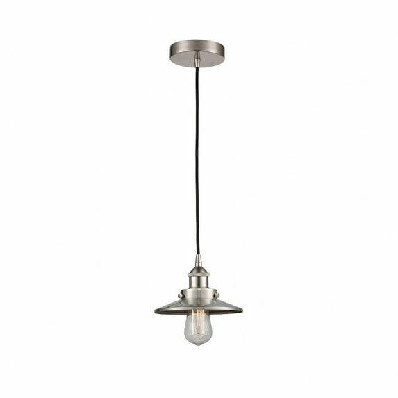 Innovations Lighting Railroad - 1 Light 8" Cord Hung Mini Pendant. Satin Nickel/Brushed Satin Nickel