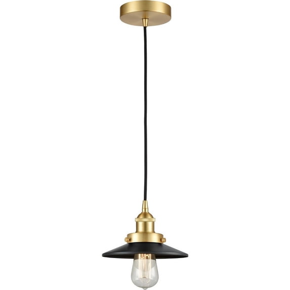616-1PH-SG-M6-BK Innovations Lighting Railroad - 1 Light Mini Pendant In Traditional Style-5.38 Inches Tall and 8 Inches Wide-Satin Gold