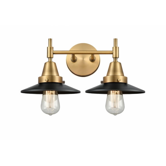 447-2W-BB-M6-BK Innovations Lighting Railroad - 2 Light Bath Vanity-7.25 Inches Tall and 17 Inches Wide-Brushed Brass Finish-Matte Black Shade Color