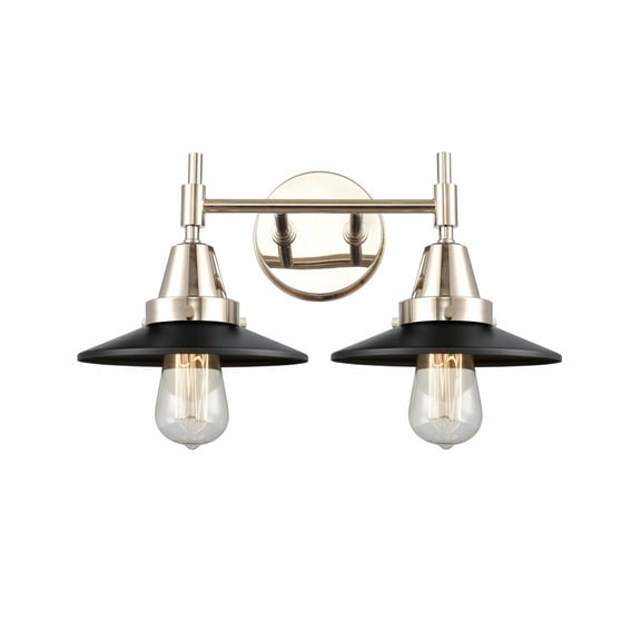 447-2W-PN-M6-BK Innovations Lighting Railroad - 2 Light Bath Vanity-7.25 Inches Tall and 17 Inches Wide-Polished Nickel Finish-Matte Black Shade Color