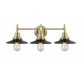 thumbnail image 1 of 447-3W-AB-M6-BK Innovations Lighting Railroad - 3 Light Bath Vanity-7.25 Inches Tall and 26 Inches Wide-Antique Brass Finish-Matte Black Shade Color, 1 of 1