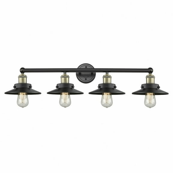 616-4W-BAB-M6-BK Innovations Lighting Railroad - 4 Light Bath Vanity In Modern Style-8 Inches Tall and 35 Inches Wide-Black Antique Brass Finish