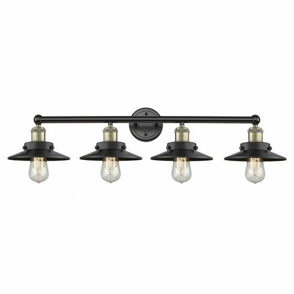 616-4W-BAB-M6-BK Innovations Lighting Railroad - 4 Light Bath Vanity In Modern Style-8 Inches Tall and 35 Inches Wide-Black Antique Brass Finish
