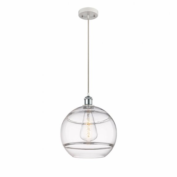 516-1P-WPC-G556-12CL Innovations Lighting Rochester - 1 Light Cord Hung Mini Pendant In Industrial Style-13.38 Inches Tall and 12 Inches Wide-White