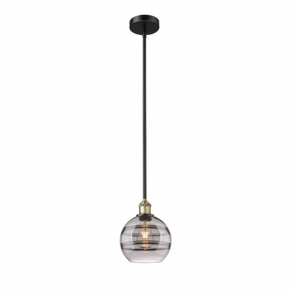 616-1S-BAB-G556-8SM Innovations Lighting Rochester - 1 Light Stem Hung Mini Pendant In Industrial Style-9.38 Inches Tall and 8 Inches Wide-Black