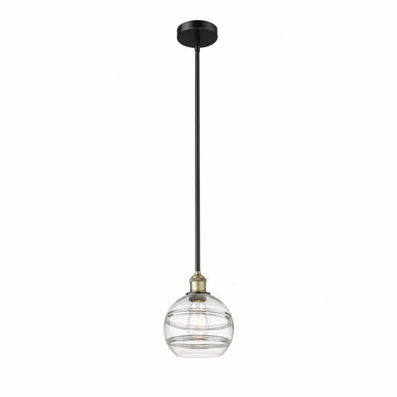 616-1S-BAB-G556-8CL-Innovations Lighting-Rochester - 1 Light Stem Hung Mini Pendant In Industrial Style-9.38 Inches Tall and 8 Inches Wide-Black