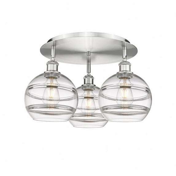 Innovations Lighting - Rochester - 3 Light Flush Mount In Industrial Style-10.88