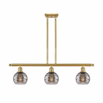 516-3I-SG-G556-6SM Innovations Lighting Rochester - 3 Light Stem Hung Island In Industrial Style-8.38 Inches Tall and 36 Inches Wide-Satin Gold