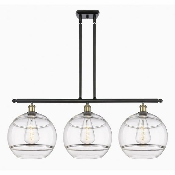 516-3I-BAB-G556-12CL Innovations Lighting Rochester - 3 Light Stem Hung Island In Industrial Style-13.88 Inches Tall and 38.5 Inches Wide-Black