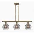 thumbnail image 1 of 516-3I-BB-G556-8SM Innovations Lighting Rochester - 3 Light Stem Hung Island In Industrial Style-10.38 Inches Tall and 36 Inches Wide-Brushed Brass, 1 of 7