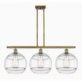 thumbnail image 1 of 516-3I-BB-G556-12CL Innovations Lighting Rochester - 3 Light Stem Hung Island In Industrial Style-13.88 Inches Tall and 38.5 Inches Wide-Brushed Brass, 1 of 7