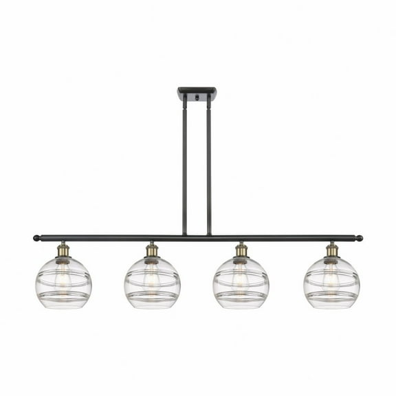 516-4I-BAB-G556-8CL-Innovations Lighting-Rochester - 4 Light Stem Hung Island In Industrial Style-10.38 Inches Tall and 48 Inches Wide-Black Antique