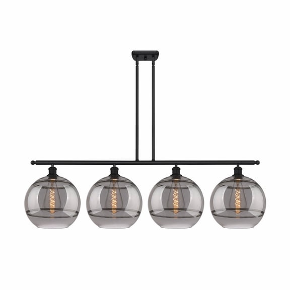 516-4I-BK-G556-12SM Innovations Lighting Rochester - 4 Light Stem Hung Island In Industrial Style-13.88 Inches Tall and 50.25 Inches Wide-Matte Black