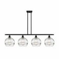 thumbnail image 1 of 516-4I-BK-G556-10CL Innovations Lighting Rochester - 4 Light Stem Hung Island In Industrial Style-12.13 Inches Tall and 48.25 Inches Wide-Matte Black, 1 of 7