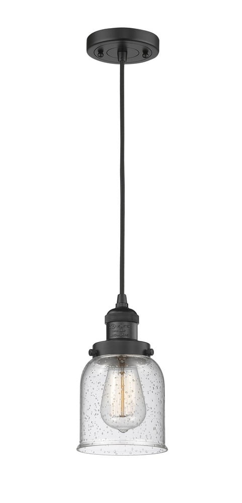 Matte Black Seeded Glass Mini Pendant Light