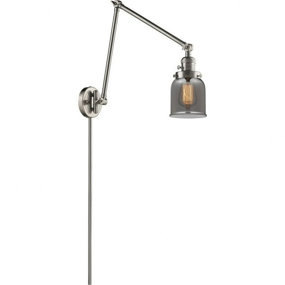 238-SN-G53-Innovations Lighting-Small Bell-One Light Adjustable Double Swing Arm Portable Wall Sconce-8 Inches Wide by 30 Inches High