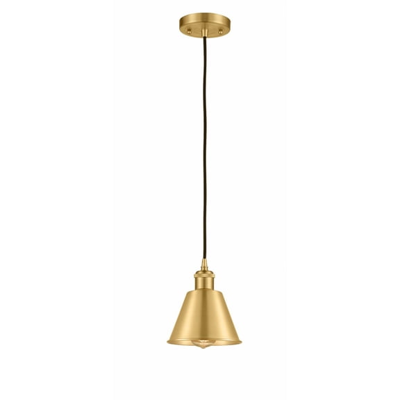 516-1P-SG-M8 Innovations Lighting Smithfield - 1 Light Cord Hung Mini Pendant In Industrial Style-7.5 Inches Tall and 7 Inches Wide-Satin Gold Finish