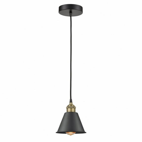 616-1P-BAB-M8-BK Innovations Lighting Smithfield - 1 Light Cord Hung Mini Pendant In Industrial Style-8.25 Inches Tall and 6.5 Inches Wide-Black