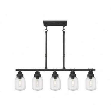 Innovations Lighting  Somers - 5 Light 6" Stem Hung Linear Pendant Clear/Textured Black