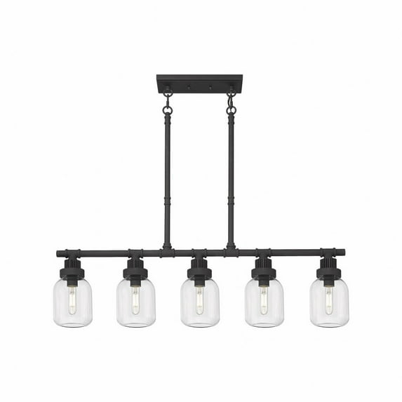 Innovations Lighting Somers - 5 Light 6" Stem Hung Linear Pendant Clear/Textured Black