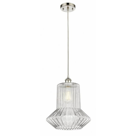 516-1P-PN-G212 Innovations Lighting Springwater - 1 Light Cord Hung Mini Pendant In Industrial Style-14 Inches Tall and 12 Inches Wide-Polished Nickel