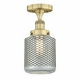 thumbnail image 1 of Innovations Lighting  Stanton - 1 Light 6" Semi-Flush Mount Brushed Brass/Clear Wire Mesh, 1 of 5