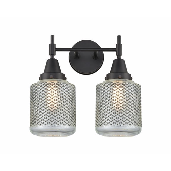 447-2W-BK-G262 Innovations Lighting Stanton - 2 Light Bath Vanity-13 Inches Tall and 15 Inches Wide-Matte Black Finish-Clear Wire Mesh Glass Color