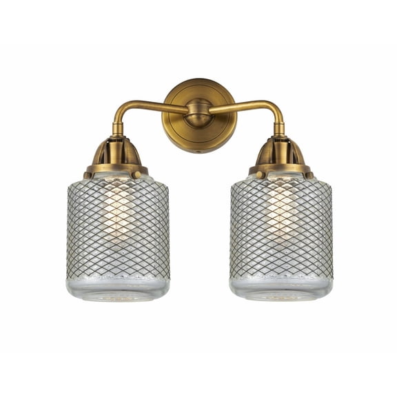 288-2W-BB-G262 Innovations Lighting Stanton - 2 Light Bath Vanity-14.13 Inches Tall and 14 Inches Wide-Brushed Brass Finish-Clear Wire Mesh Glass