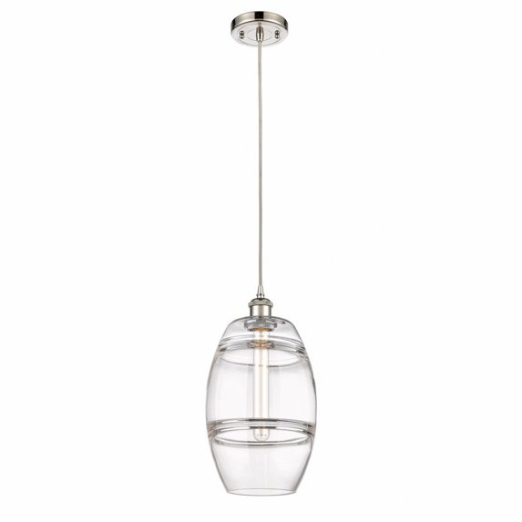 516-1P-PN-G557-8CL Innovations Lighting Vaz - 1 Light Cord Hung Mini Pendant In Industrial Style-9.88 Inches Tall and 8 Inches Wide-Polished Nickel
