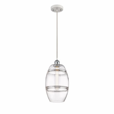 516-1P-WPC-G557-8CL-Innovations Lighting-Vaz - 1 Light Cord Hung Mini Pendant In Industrial Style-9.88 Inches Tall and 8 Inches Wide-White Polished
