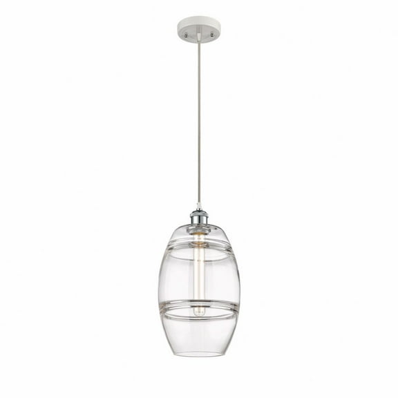 516-1P-WPC-G557-8CL-Innovations Lighting-Vaz - 1 Light Cord Hung Mini Pendant In Industrial Style-9.88 Inches Tall and 8 Inches Wide-White Polished